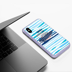 Чехол iPhone XS Max матовый Enjoy blue classic car, цвет: 3D-светло-сиреневый — фото 2