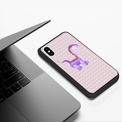 Чехол iPhone XS Max матовый Фиолетовый маленький динозаврик, цвет: 3D-черный — фото 2