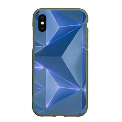 Чехол iPhone XS Max матовый Неоновая киберпанк броня - Синий, цвет: 3D-темно-зеленый
