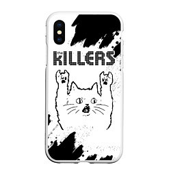 Чехол iPhone XS Max матовый The Killers рок кот на светлом фоне, цвет: 3D-белый