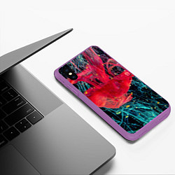 Чехол iPhone XS Max матовый Абстрактный всплеск розовой и голубой красок, цвет: 3D-фиолетовый — фото 2