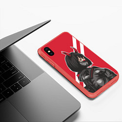 Чехол iPhone XS Max матовый Девушка - Аниме с рожками, цвет: 3D-красный — фото 2