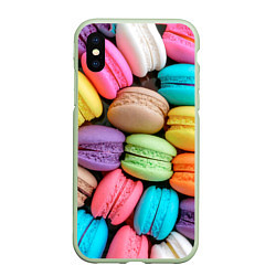 Чехол iPhone XS Max матовый Цветные Макаруны, цвет: 3D-салатовый