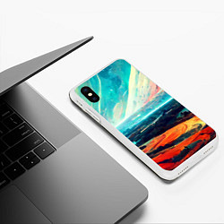 Чехол iPhone XS Max матовый Космический ландшафт, цвет: 3D-белый — фото 2