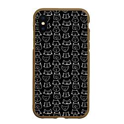 Чехол iPhone XS Max матовый Милые Разные Мордочки Котов, цвет: 3D-коричневый