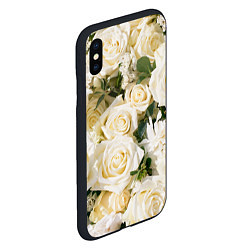 Чехол iPhone XS Max матовый Белые Розы, беззащитны шипы, цвет: 3D-черный — фото 2