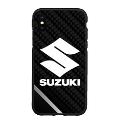 Чехол iPhone XS Max матовый Suzuki карбон, цвет: 3D-черный