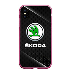 Чехол iPhone XS Max матовый Skoda Абстракция, цвет: 3D-малиновый