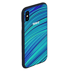 Чехол iPhone XS Max матовый Абстрактные волны Wave - бирюзовые, цвет: 3D-черный — фото 2