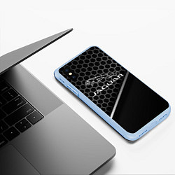 Чехол iPhone XS Max матовый Jagur абстракция карбо, цвет: 3D-голубой — фото 2