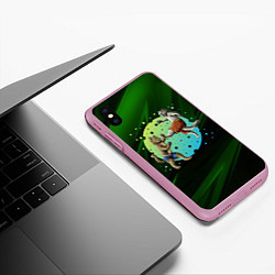 Чехол iPhone XS Max матовый Кошачий бой - карате, цвет: 3D-розовый — фото 2