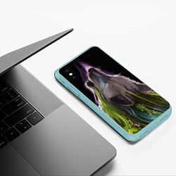 Чехол iPhone XS Max матовый Волчица - друид, цвет: 3D-мятный — фото 2