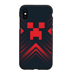Чехол iPhone XS Max матовый Красный символ Minecraft на темном фоне со стрелка, цвет: 3D-черный