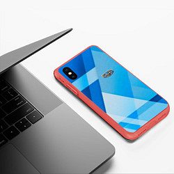 Чехол iPhone XS Max матовый Geely - абстракция треугольники, цвет: 3D-красный — фото 2