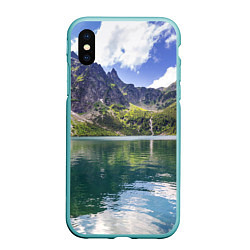 Чехол iPhone XS Max матовый Прозрачное горное озеро, цвет: 3D-мятный