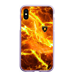 Чехол iPhone XS Max матовый Lamborghini - яркие молнии, цвет: 3D-светло-сиреневый