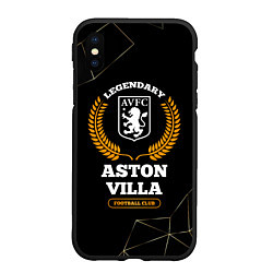 Чехол iPhone XS Max матовый Лого Aston Villa и надпись legendary football club, цвет: 3D-черный