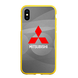 Чехол iPhone XS Max матовый Mitsubishi - серая с кружочками абстракция, цвет: 3D-желтый