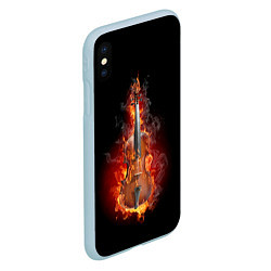 Чехол iPhone XS Max матовый Скрипка в огне, цвет: 3D-голубой — фото 2