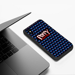 Чехол iPhone XS Max матовый Poppy Playtime - Huggy Wuggy Pattern, цвет: 3D-черный — фото 2