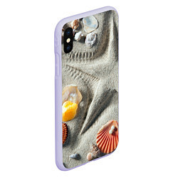 Чехол iPhone XS Max матовый Звезда из песка, ракушки и две жемчужины, цвет: 3D-светло-сиреневый — фото 2