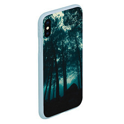 Чехол iPhone XS Max матовый Тёмный лес на закате, цвет: 3D-голубой — фото 2