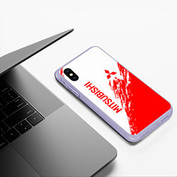 Чехол iPhone XS Max матовый Mitsubishi - красная текстура, цвет: 3D-светло-сиреневый — фото 2