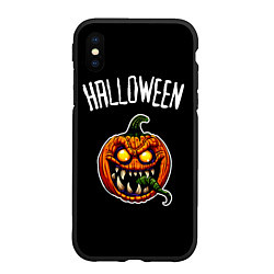 Чехол iPhone XS Max матовый Halloween - светильник Джека, цвет: 3D-черный