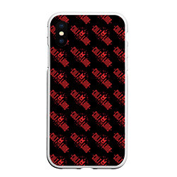 Чехол iPhone XS Max матовый Cult of the lamb pattern, цвет: 3D-белый