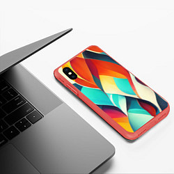 Чехол iPhone XS Max матовый Красивые многоцветные узоры, цвет: 3D-красный — фото 2
