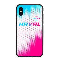 Чехол iPhone XS Max матовый Haval neon gradient style: символ сверху, цвет: 3D-черный