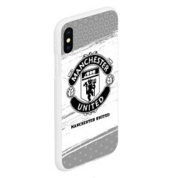 Чехол iPhone XS Max матовый Manchester United sport на светлом фоне, цвет: 3D-белый — фото 2