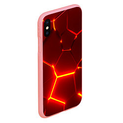 Чехол iPhone XS Max матовый Красные неоновые геометрические плиты, цвет: 3D-баблгам — фото 2