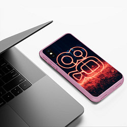 Чехол iPhone XS Max матовый Неоновая камера во тьме, цвет: 3D-розовый — фото 2