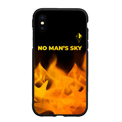 Чехол iPhone XS Max матовый No Mans Sky - gold gradient: символ сверху, цвет: 3D-черный
