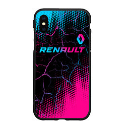 Чехол iPhone XS Max матовый Renault - neon gradient: символ сверху