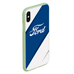 Чехол iPhone XS Max матовый Ford - СИНЯЯ ПОЛОСА, цвет: 3D-салатовый — фото 2