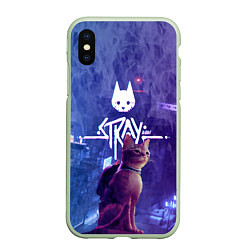 Чехол iPhone XS Max матовый Stray - kot - neon, цвет: 3D-салатовый