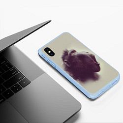 Чехол iPhone XS Max матовый Удивленная обезьяна, цвет: 3D-голубой — фото 2