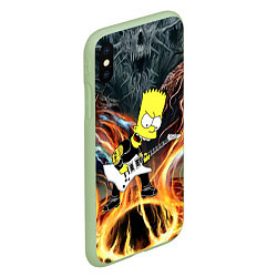 Чехол iPhone XS Max матовый Барт Симпсон - соло на гитаре, цвет: 3D-салатовый — фото 2