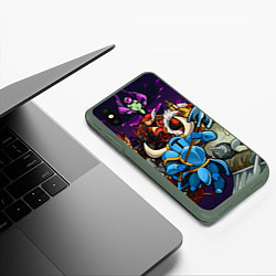 Чехол iPhone XS Max матовый Shovel knight and enemy, цвет: 3D-темно-зеленый — фото 2