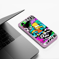 Чехол iPhone XS Max матовый Барт Симпсон - центр-форвард на фоне граффити, цвет: 3D-сиреневый — фото 2