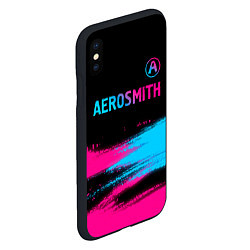 Чехол iPhone XS Max матовый Aerosmith - neon gradient: символ сверху, цвет: 3D-черный — фото 2