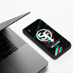 Чехол iPhone XS Max матовый Sally Face в стиле glitch и баги графики на темном, цвет: 3D-черный — фото 2