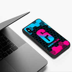 Чехол iPhone XS Max матовый Rainbow Six - neon gradient, цвет: 3D-черный — фото 2
