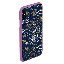 Чехол iPhone XS Max матовый Японский узор волны, цвет: 3D-фиолетовый — фото 2