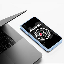 Чехол iPhone XS Max матовый Jiu-jitsu throw logo, цвет: 3D-голубой — фото 2