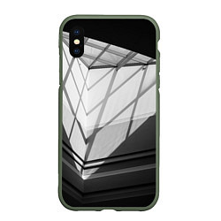 Чехол iPhone XS Max матовый Абстрактные тени и геометрические фигуры, цвет: 3D-темно-зеленый