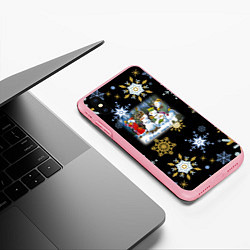 Чехол iPhone XS Max матовый Новый год мальчик и снеговики, цвет: 3D-баблгам — фото 2