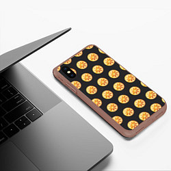 Чехол iPhone XS Max матовый Апельсин Паттерн - Черная версия, цвет: 3D-коричневый — фото 2